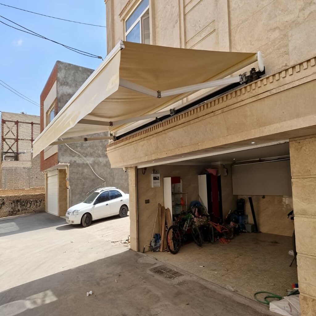 نصب سایبان برقی اتوماتیک پارچه ضدآب در تبریز