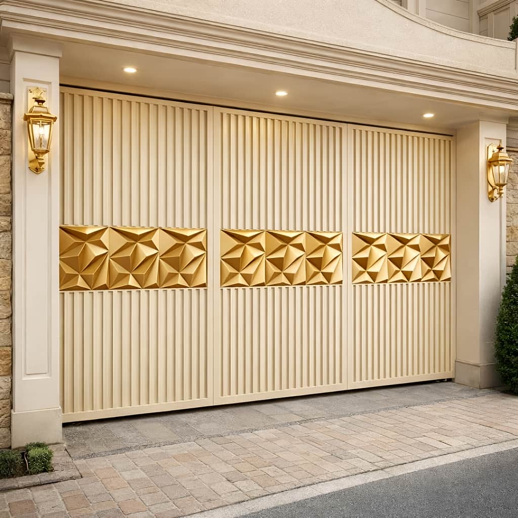 نصب درب پارکینگ حیاط مدرن در کیش