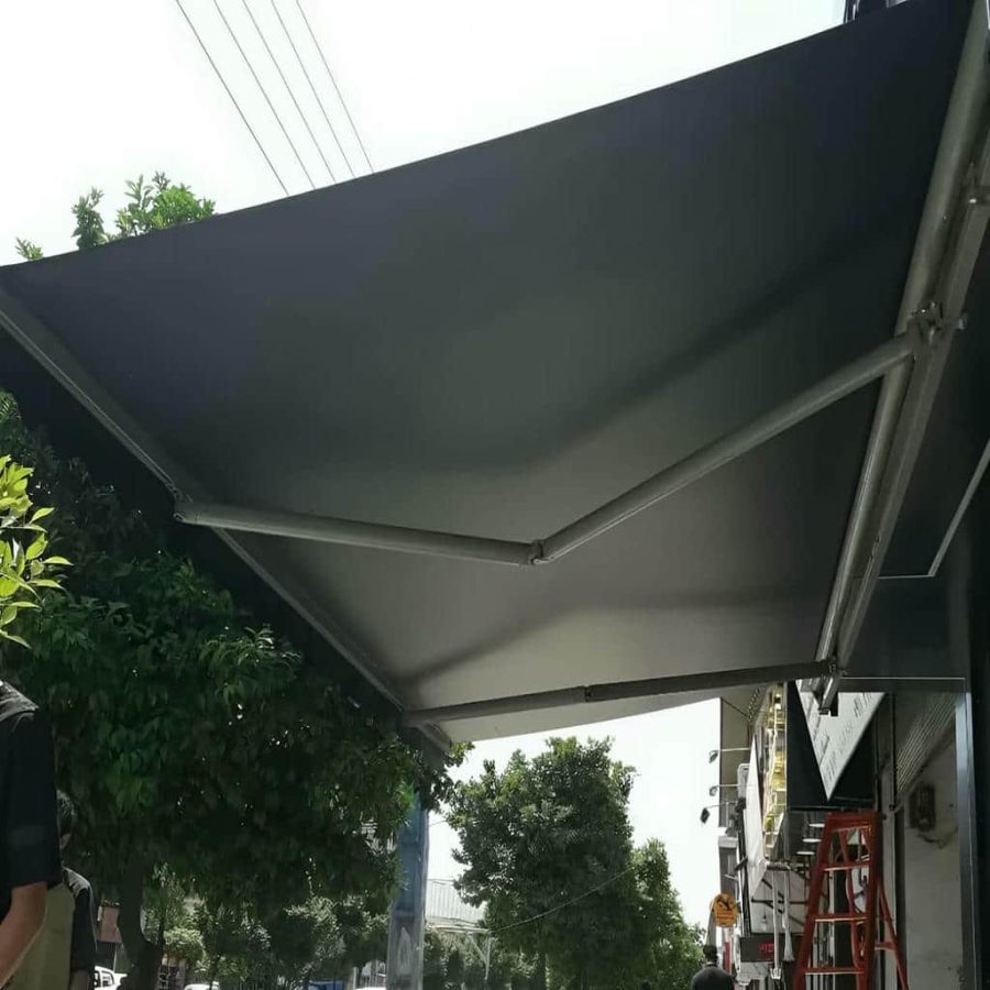 سایبان برقی و دستی با ریموت کنترل و بازشوی سریع