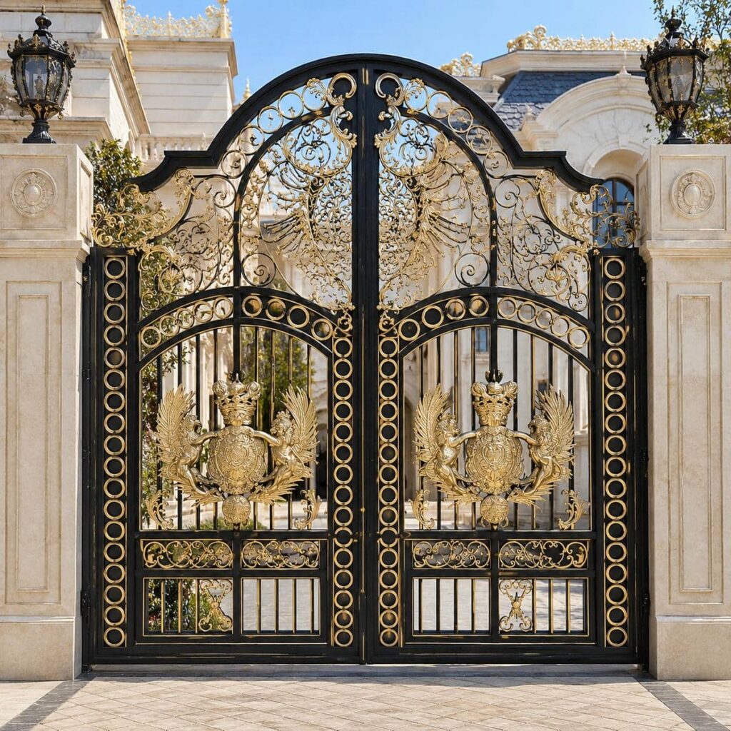 اجرای درب پارکینگ مشکی طلایی ریلی