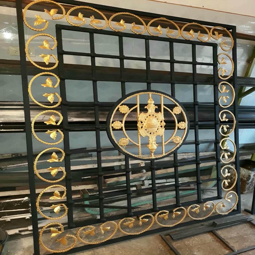 فروش نرده پنجره فرفورژه گل دار رنگ کوره ای