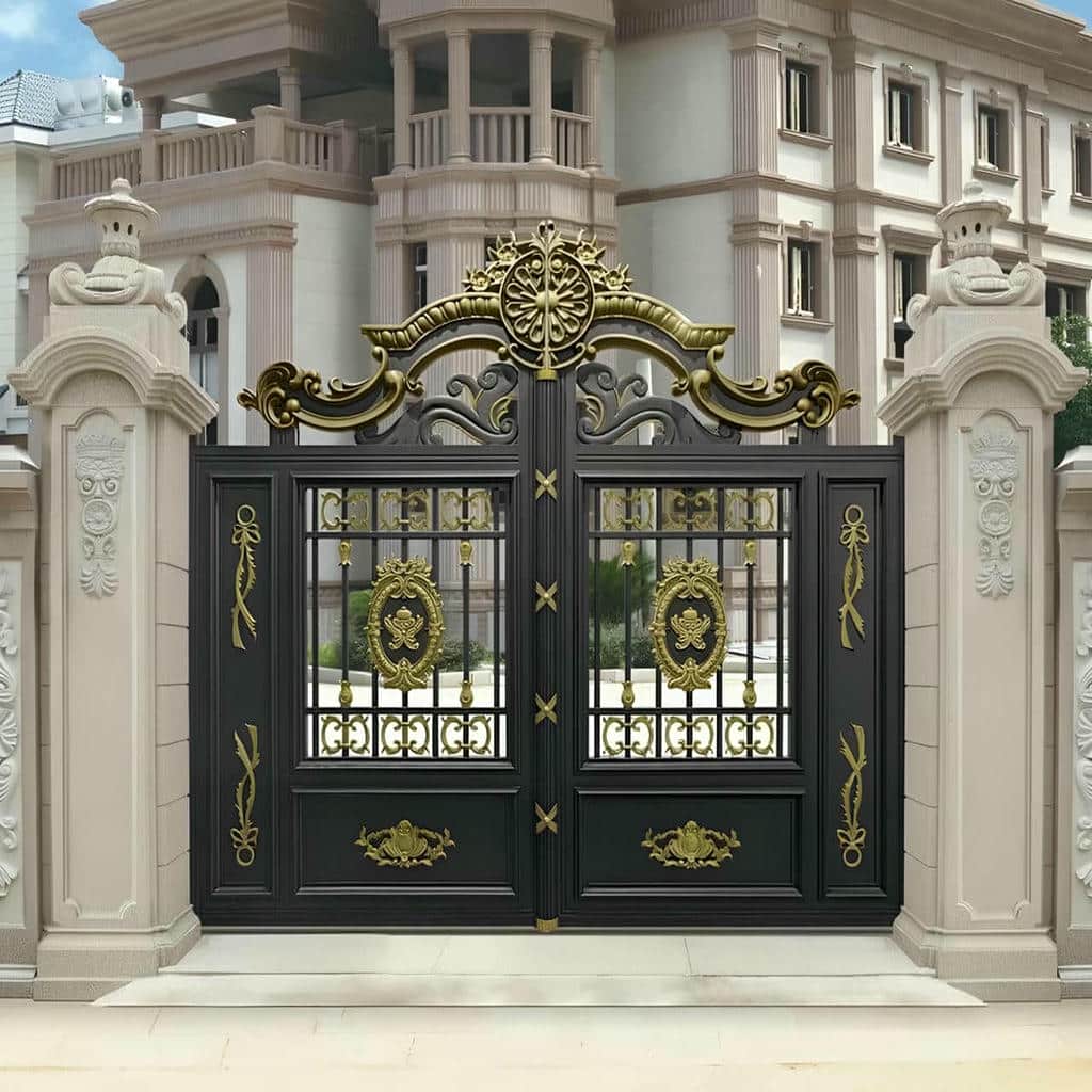 اجرای درب باغ فلزی لولایی با بازشو به داخل