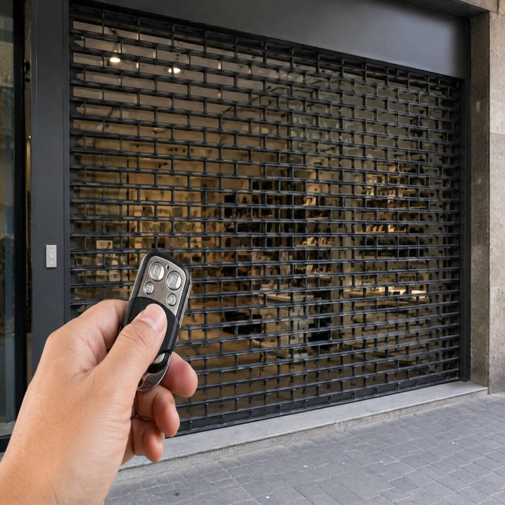 اجرای کرکره برقی ویلا ریموت دار روی نمای ورودی