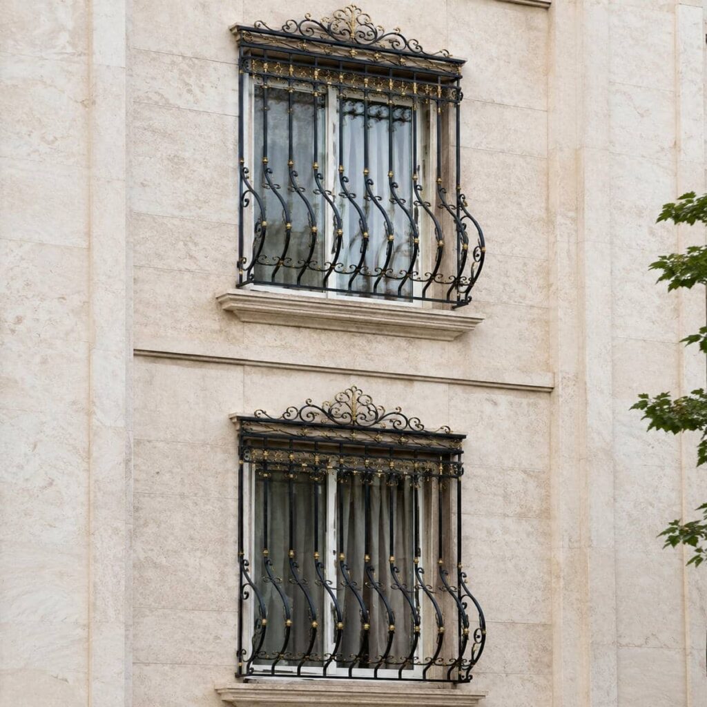 فروش حفاظ پنجره قوسی کتیبه دار رنگ کوره ای
