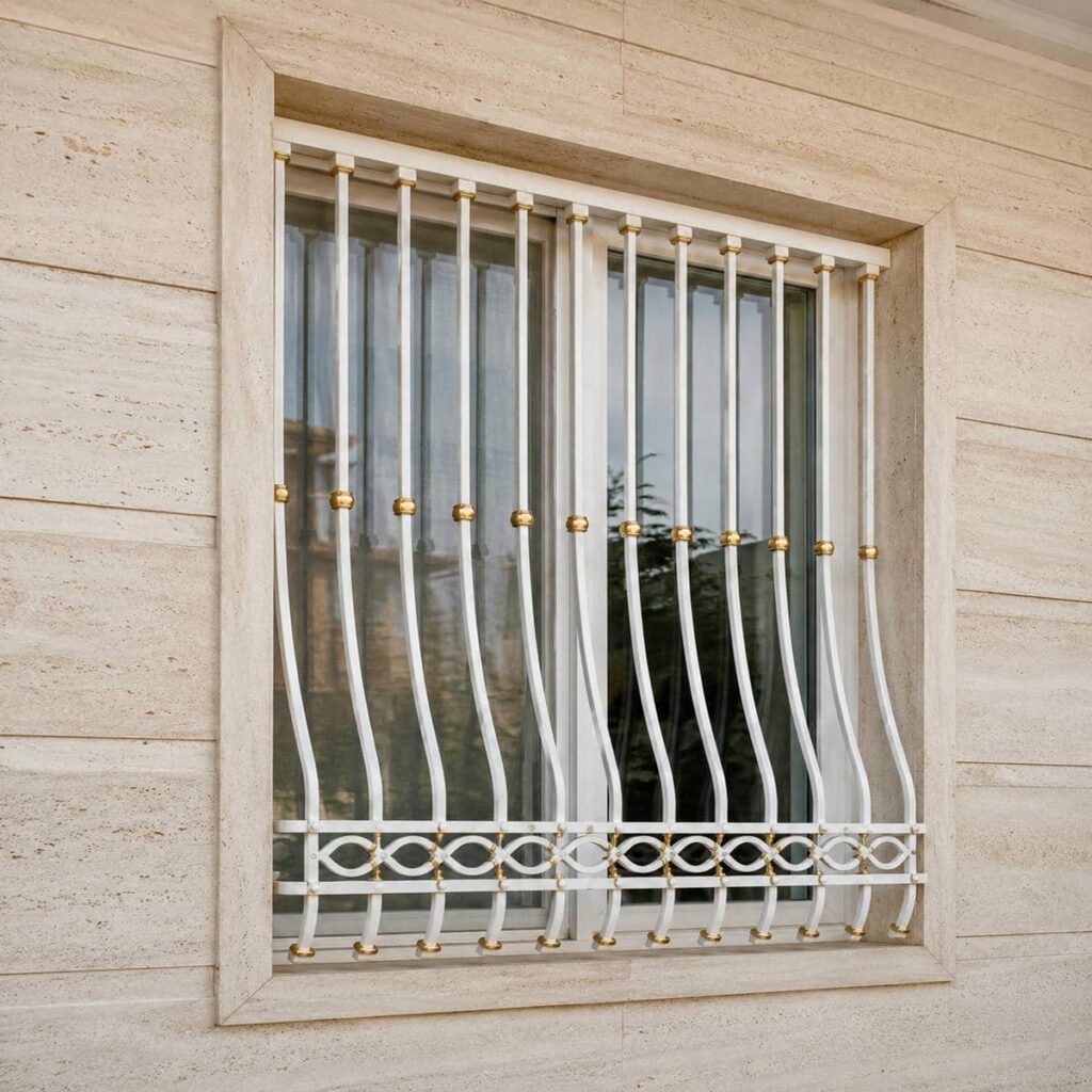 خدمات اندازه گیری حفاظ پنجره سفید طلایی