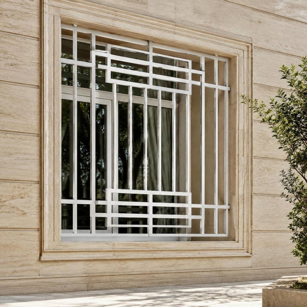 نصب حفاظ پنجره شبکه هندسی داخل دهانه