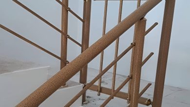 نرده استیل بالکن براق ساختمانی